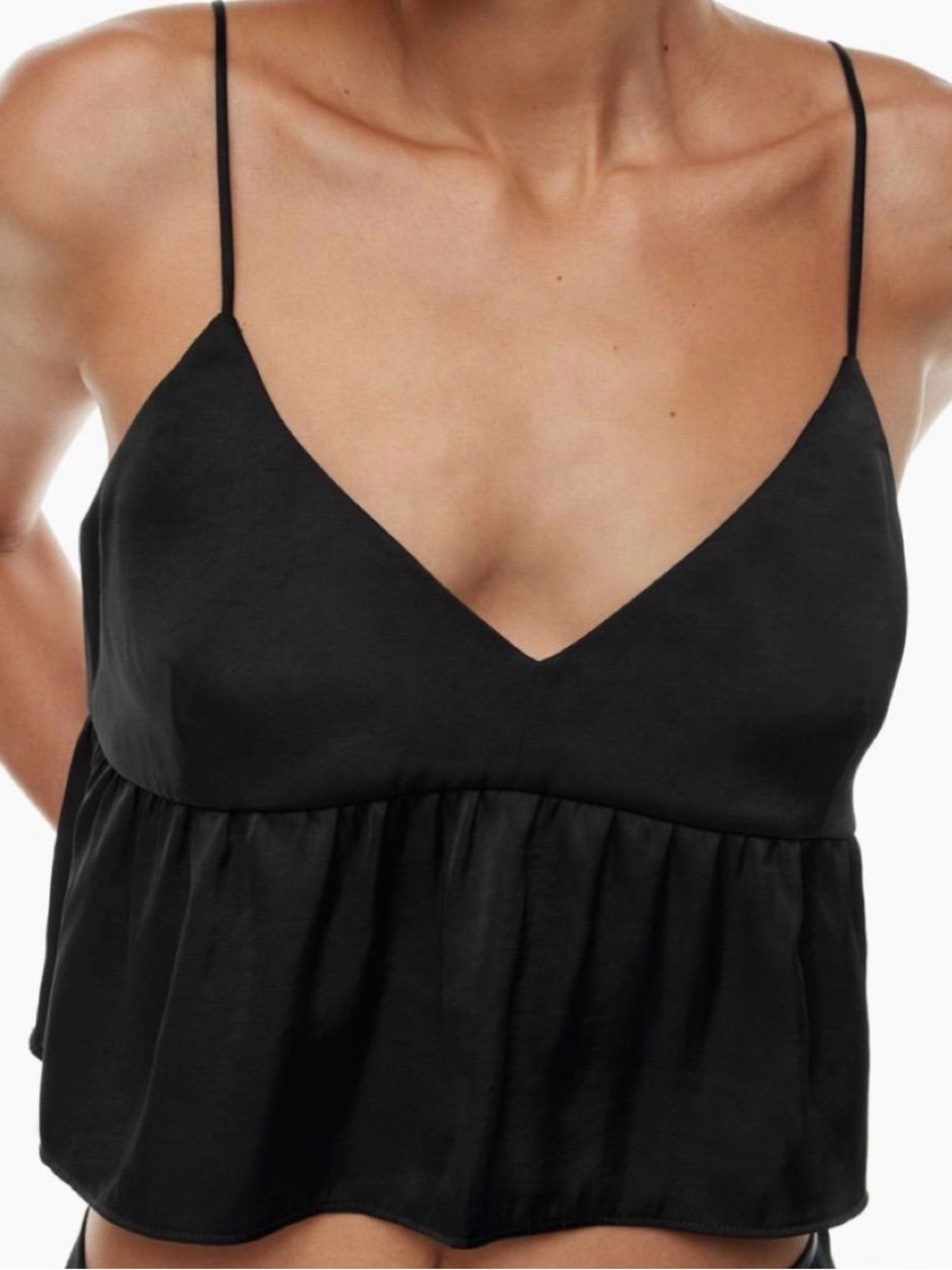 Aritzia Wilfred Free Lover Black Satin Cami